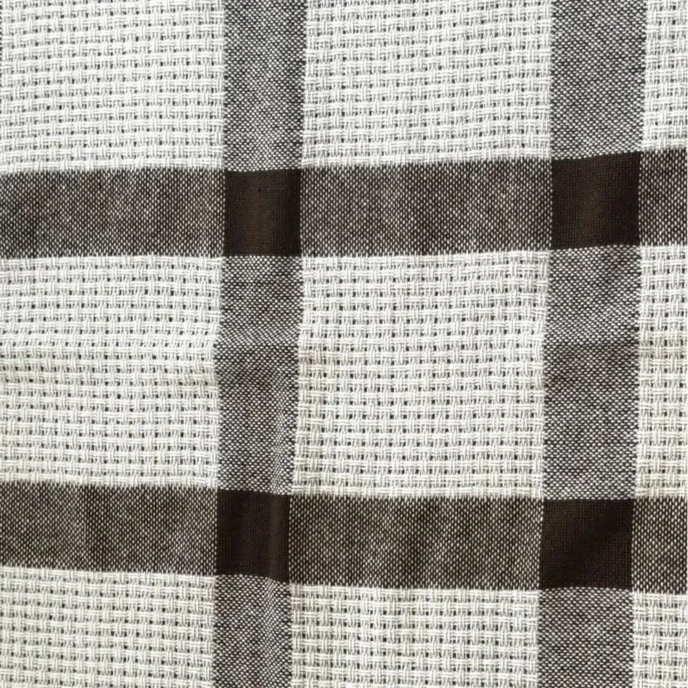FARIBO Brown and Cream Plaid Throw Blanket EUC